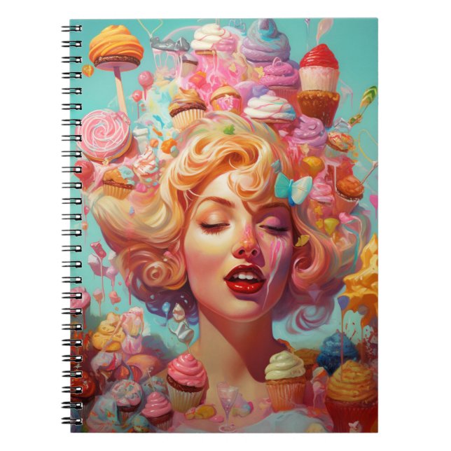 Candy Ice Cream Girl Surreal Fantasy Art Anteckningsbok (Framsidan)