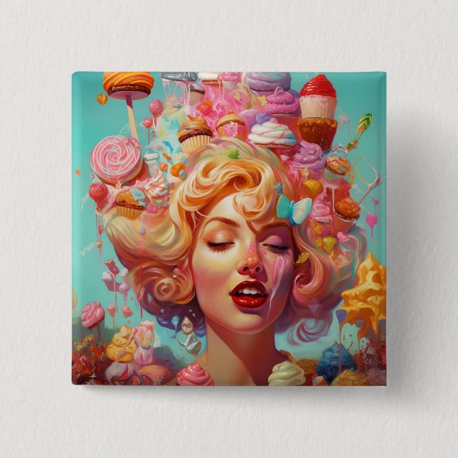 Candy Ice Cream Girl Surreal Fantasy Art Knapp (Framsida)