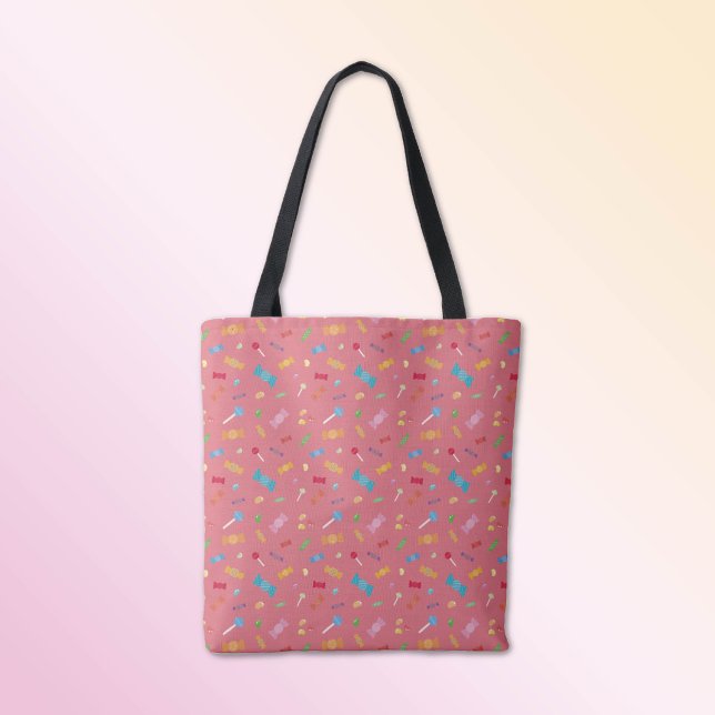 Candy Joy Coral Rosa Handväskor Tygkasse (Colorful Candy Everyday Tote Bag.)