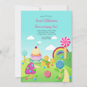 Candy Land Birthday Inbjudningar