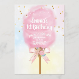 Candy Land Cotton Candy Birthday Inbjudningar