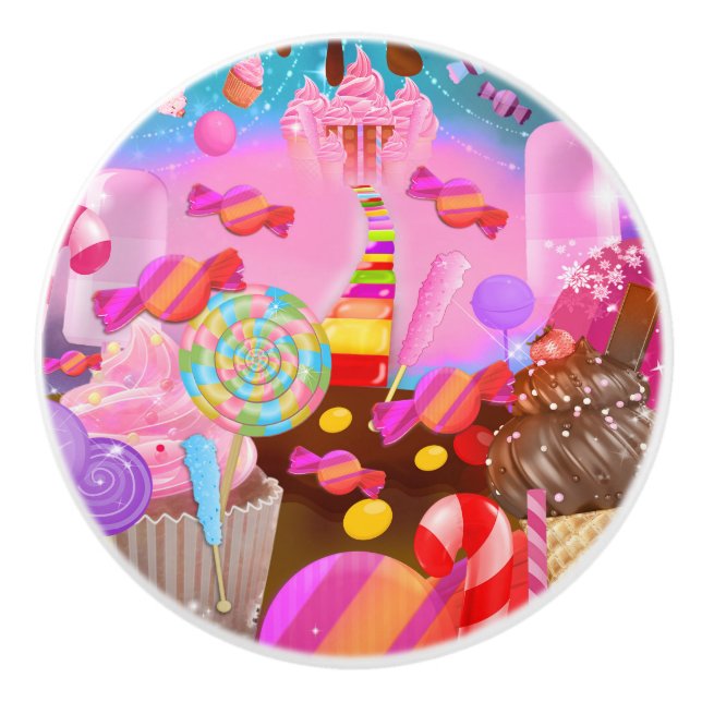 Candy Land Fantasy Cupcakes & Sweet Candy-tema Knopp (Framsidan)