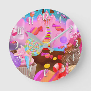 Candy Land Fantasy Sweets Boutique Anpassad Stil Rund Klocka