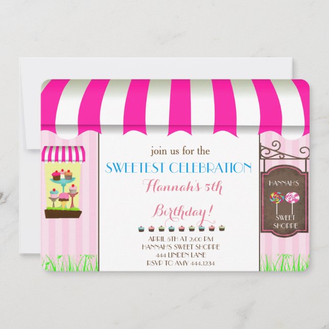 Candy Land Födelsedagsfest inbjudan (Framsida)