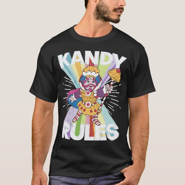 Candy Land Kandy Regler Rainbow Kung Kandy T Shirt (Framsida)