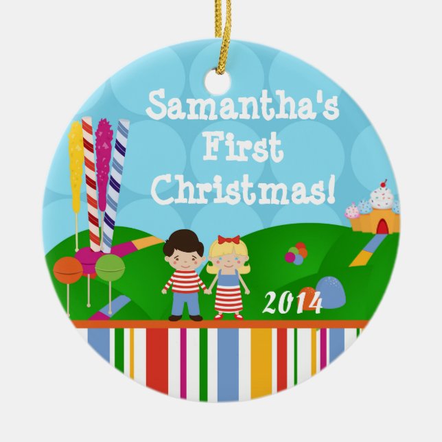 Candy Land Lolly Pop Personlig Namn Ornament (Framsidan)