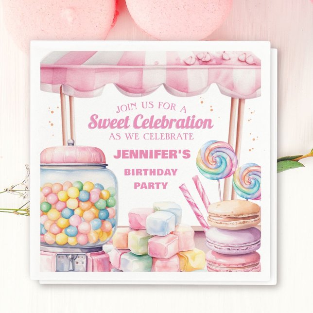 Candy Land Retro Rosa Sweets Flick kalas Pappersservett (Skapare uppladdad)