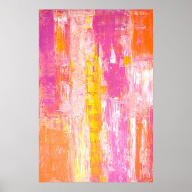 "Candy Land" Rosa and Orange Abstrakt Art Poster (Framsidan)