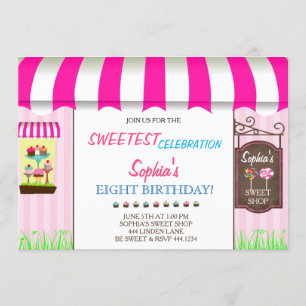Candy Land Sweet Födelsedagsfest inbjudan