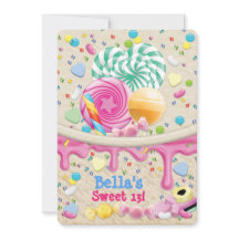 Candy Land Sweota Födelsedagsfest inbjudan