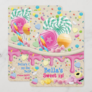 Candy Land Sweota Födelsedagsfest inbjudan