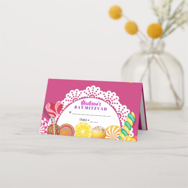 CANDY LAORE Bat mitzvah Seite Escort Placeringskort (Framsida)