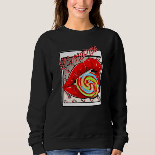 Candy Läppar Lollipop Manar Women Hip hop Idea T Shirt