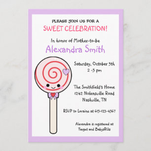 Candy Lollipop Baby Shower Inbjudningar