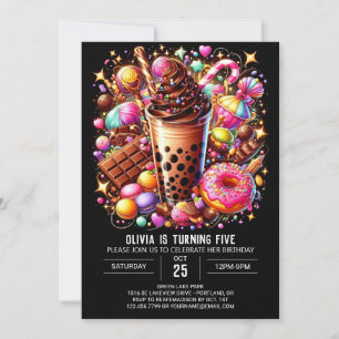 Candy Lollipop Candyland Digital Birthday Inbjudningar