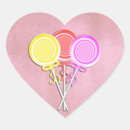 Candy Lollipop Heart Stickers Hjärtformat Klistermärke