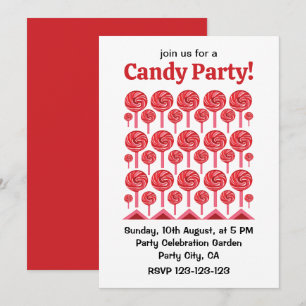 Candy Lollipop Sweet Candy Lollipop Party Inbjudningar