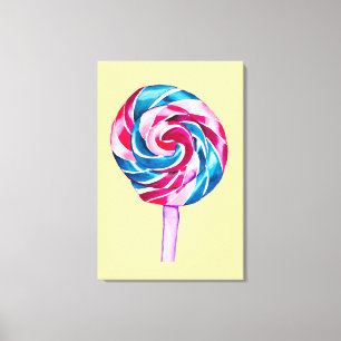 Candy lollipop vattencolor sötart canvastryck