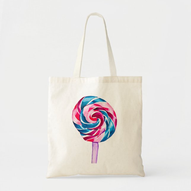 Candy lollipop vattencolor sötart tygkasse (Framsidan)