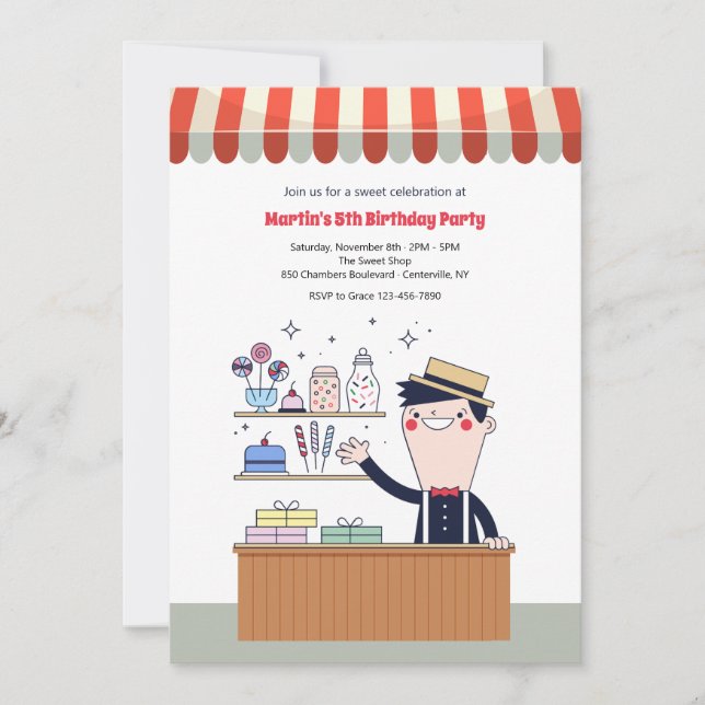 Candy Man Födelsedagsfest inbjudan (Framsida)