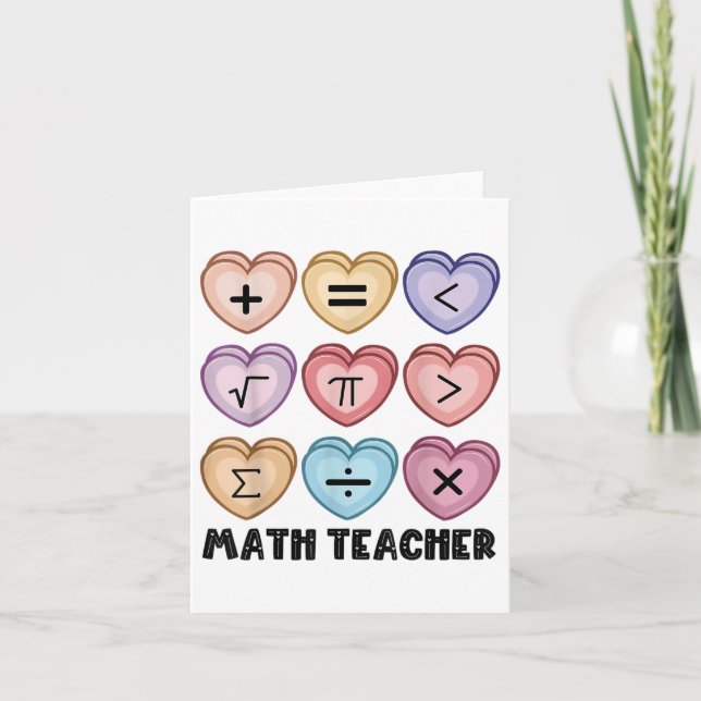 Candy Math Valentines day Hearts Teacher Mathemati Kort (Framsida)