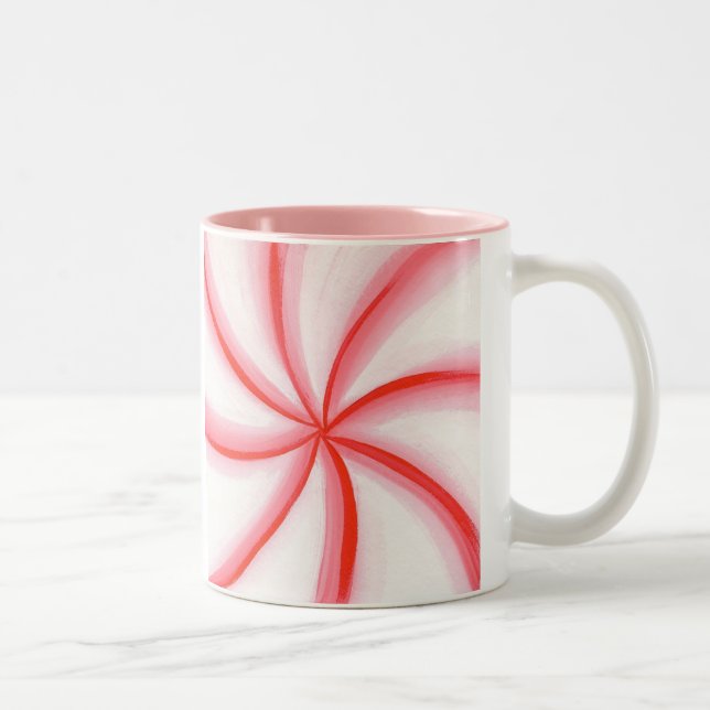 Candy Mint Swirl Red Rosa White Helgdag Mugg (Höger)