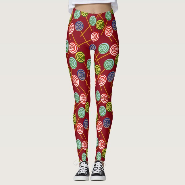 Candy mönster | Lollies mönster | Lollipop 10 Leggings (Framsida)