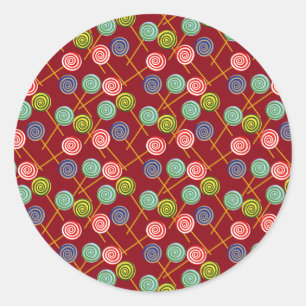 Candy mönster Lollies mönster Lollipop 10 Runt Klistermärke