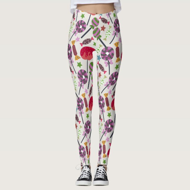 Candy mönster | Lollies mönster | Lollipop 11 Leggings (Framsida)