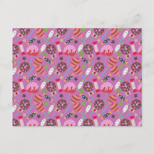 Candy mönster | Lollies mönster | Lollipop 19 Vykort (Framsida)