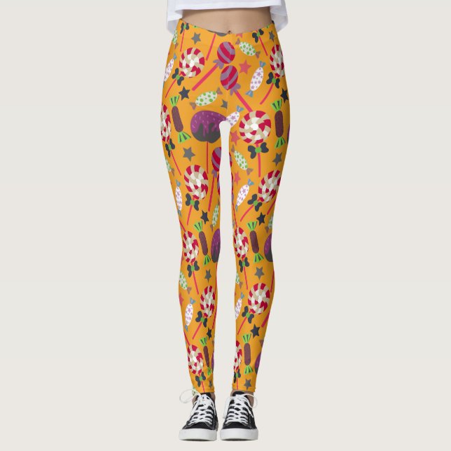 Candy mönster | Lollies mönster | Lollipop 23 Leggings (Framsida)