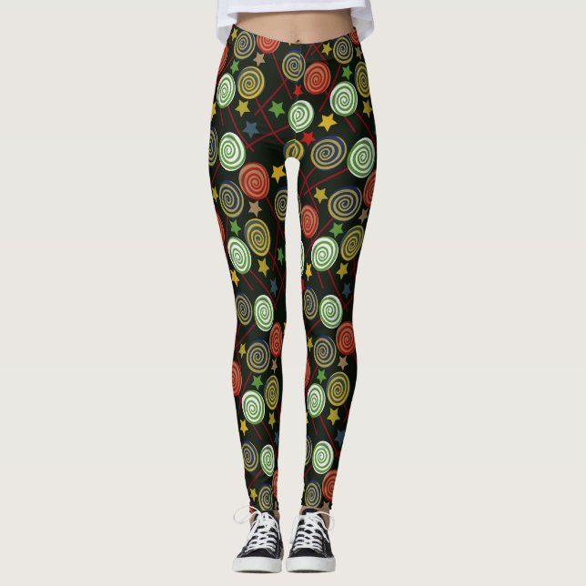 Candy mönster | Lollies mönster | Lollipop 28 Leggings (Framsida)