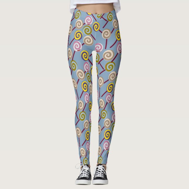 Candy mönster | Lollies mönster | Lollipop 3 Leggings (Framsida)