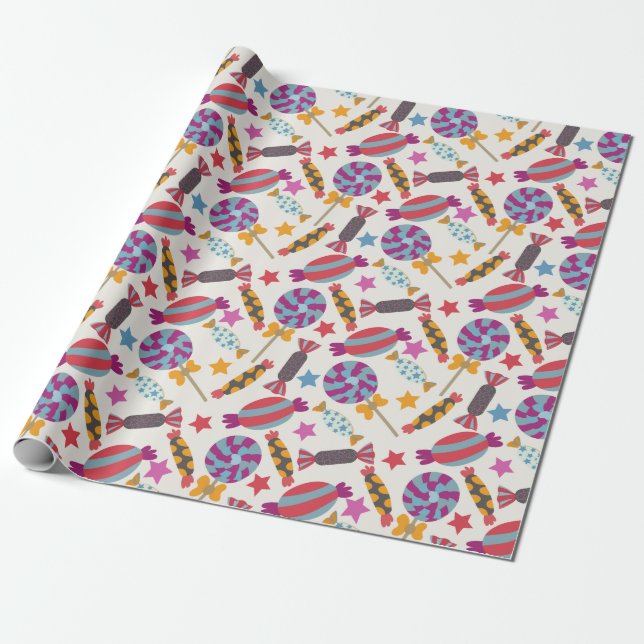 Candy mönster | Lollies mönster | Lollipop 46 Presentpapper (Utrullad)