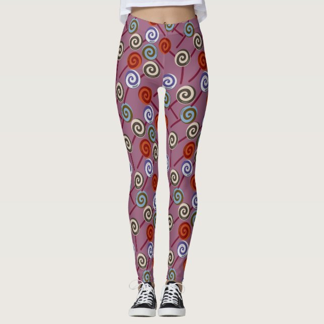 Candy mönster | Lollies mönster | Lollipop 49 Leggings (Framsida)