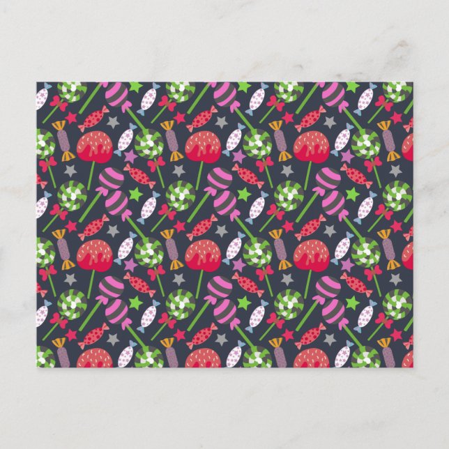 Candy mönster | Lollies mönster | Lollipop 53 Vykort (Framsida)