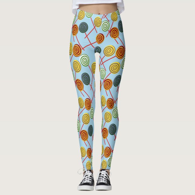 Candy mönster | Lollies mönster | Lollipop 5 Leggings (Framsida)