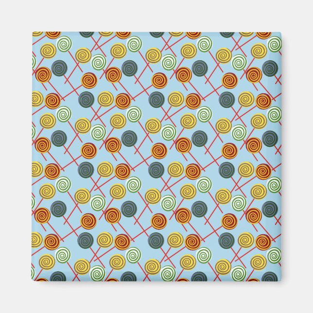 Candy mönster | Lollies mönster | Lollipop 5 Magnet (Framsidan)