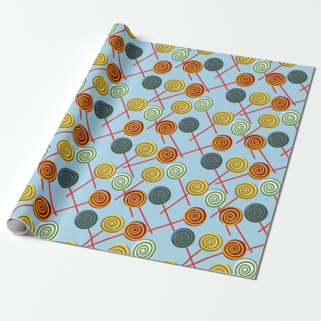 Candy mönster | Lollies mönster | Lollipop 5 Presentpapper (Utrullad)