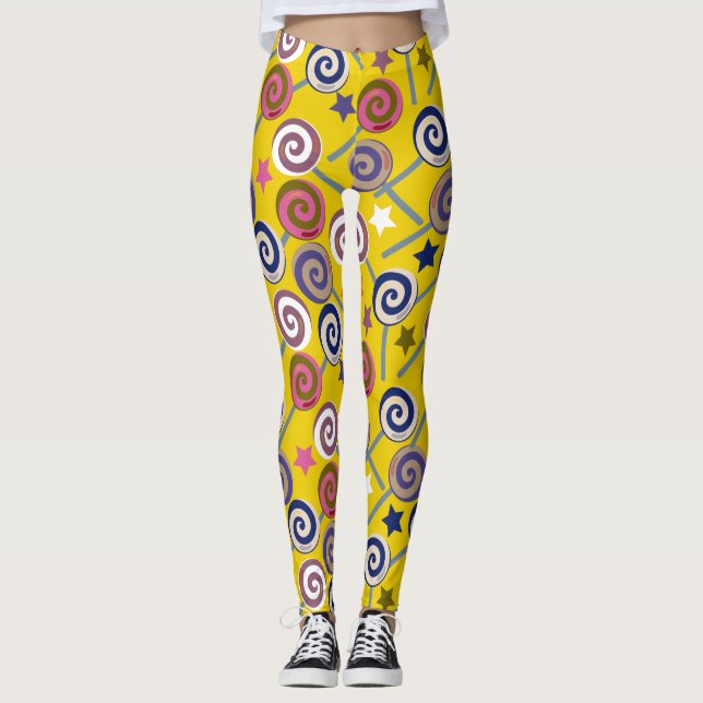 Candy mönster | Lollies mönster | Lollipop 60 Leggings (Framsida)