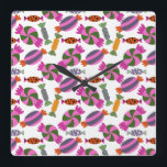 Candy mönster | Lollies mönster | Lollipop 6 Fyrkantig Klocka<br><div class="desc">Dessert mönster för godis älskare som kärlek glass, popsiklar, donuts, choklad, cupkaka och Gelato. Det är perfekten mönster för sommar och strand. Det är perfektens för barn. Det kan också ges som en födelsedagspresent till din bästa vän, pojkvän, flickvän, son eller dotter som också eftersöker kärlek. Det är också en...</div>