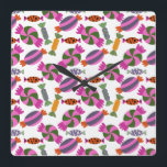 Candy mönster | Lollies mönster | Lollipop 6 Fyrkantig Klocka<br><div class="desc">Dessert mönster för godis älskare som kärlek glass, popsiklar, donuts, choklad, cupkaka och Gelato. Det är perfekten mönster för sommar och strand. Det är perfektens för barn. Det kan också ges som en födelsedagspresent till din bästa vän, pojkvän, flickvän, son eller dotter som också eftersöker kärlek. Det är också en...</div>