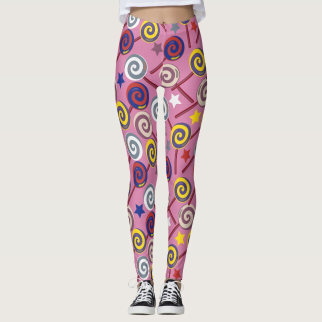 Candy mönster | Lollies mönster | Lollipop 7 Leggings (Framsida)