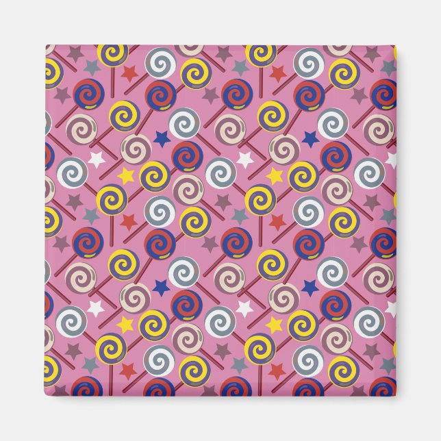 Candy mönster | Lollies mönster | Lollipop 7 Magnet (Framsidan)