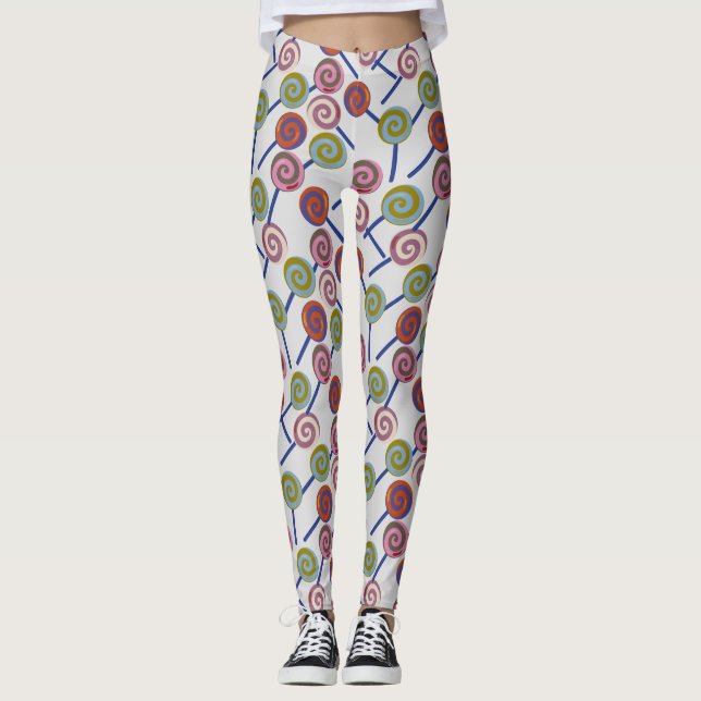 Candy mönster | Lollies mönster | Lollipop 8 Leggings (Framsida)