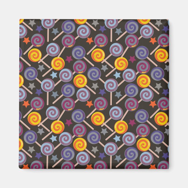 Candy mönster | Lollies mönster | Lollipop 9 Magnet (Framsidan)