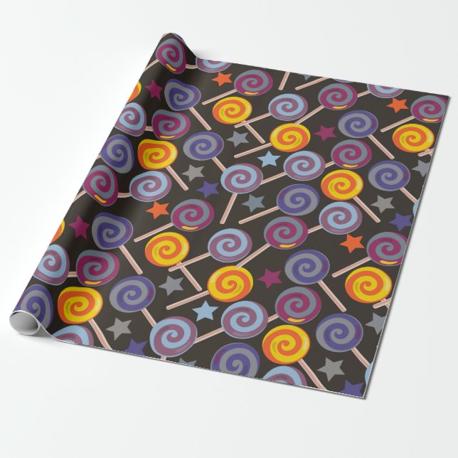 Candy mönster | Lollies mönster | Lollipop 9 Presentpapper (Utrullad)