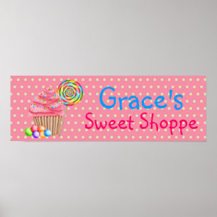 Candy Muffinss Sweet Shoppe Banner Poster