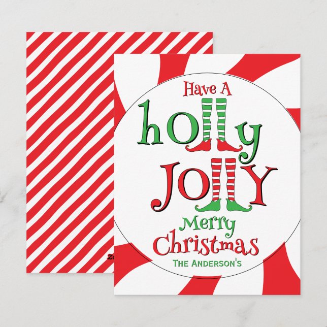 Candy Overload Tomte Holly Jolly God Jul!  Julkort (Fram/baksida)