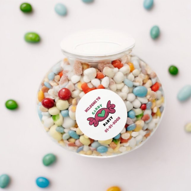 Candy Party Runt Klistermärke (candy treat sweet party theme sticker,birthday party sticker,gift pack,envelope,return gift sticker)